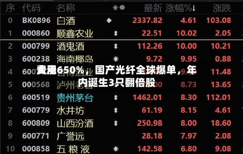 费用大涨650%，国产光纤全球爆单，年内诞生3只翻倍股