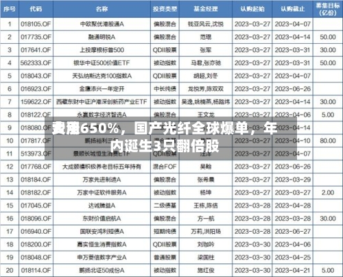 费用大涨650%，国产光纤全球爆单，年内诞生3只翻倍股