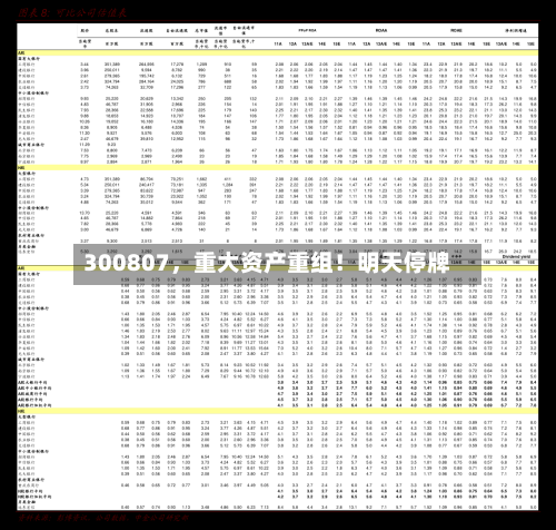 300807，重大资产重组！明天停牌-第2张图片