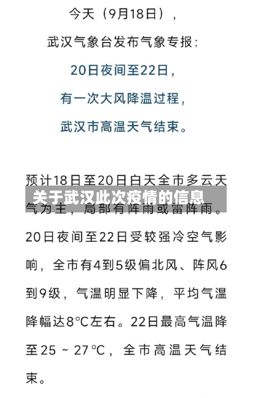 关于武汉此次疫情的信息