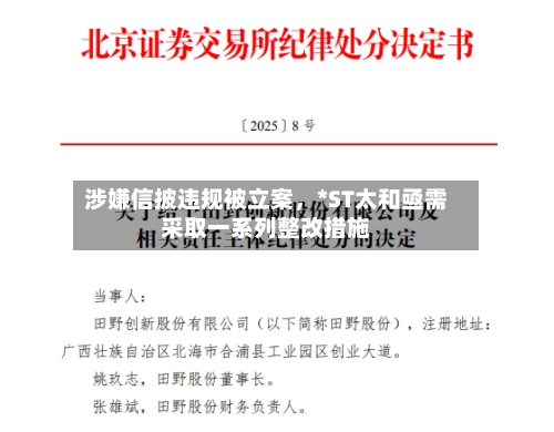 涉嫌信披违规被立案，*ST太和亟需采取一系列整改措施-第2张图片