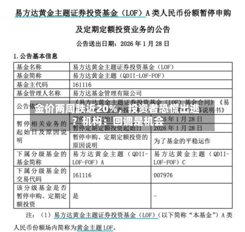金价两周跌近20%，投资者恐慌出逃？机构：回调是机会-第2张图片