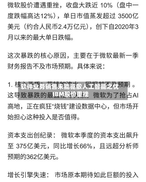 软件业务销售未能驱散人工智能之忧 IBM股价重挫-第2张图片