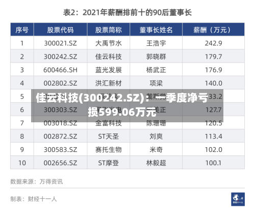 佳云科技(300242.SZ)：一季度净亏损599.06万元