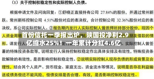 首份信托一季报出炉，陕国投净利2.9亿缩水25%！一年累计分红4.6亿-第2张图片