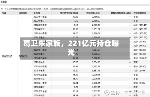 葛卫东家族，221亿元持仓曝光