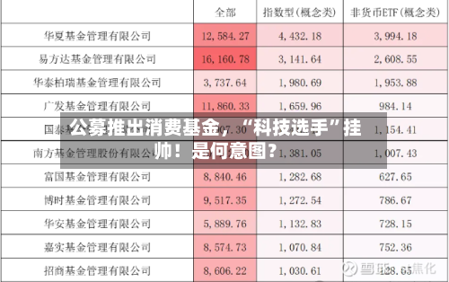 公募推出消费基金，“科技选手”挂帅！是何意图？-第2张图片