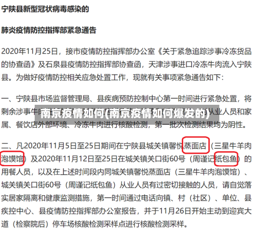 南京疫情如何(南京疫情如何爆发的)